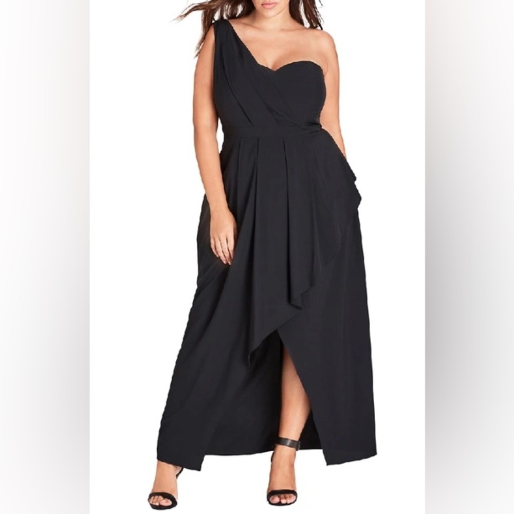 Allure One Shoulder Asymmetrical Maxi Dress City Chic (Nordstrom)